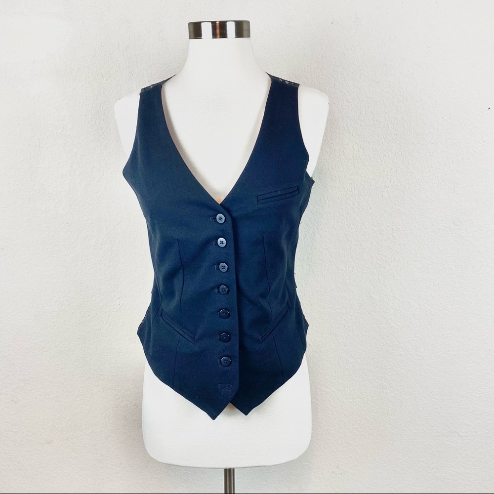 La Classe Couture Vest Lace Black Button Down